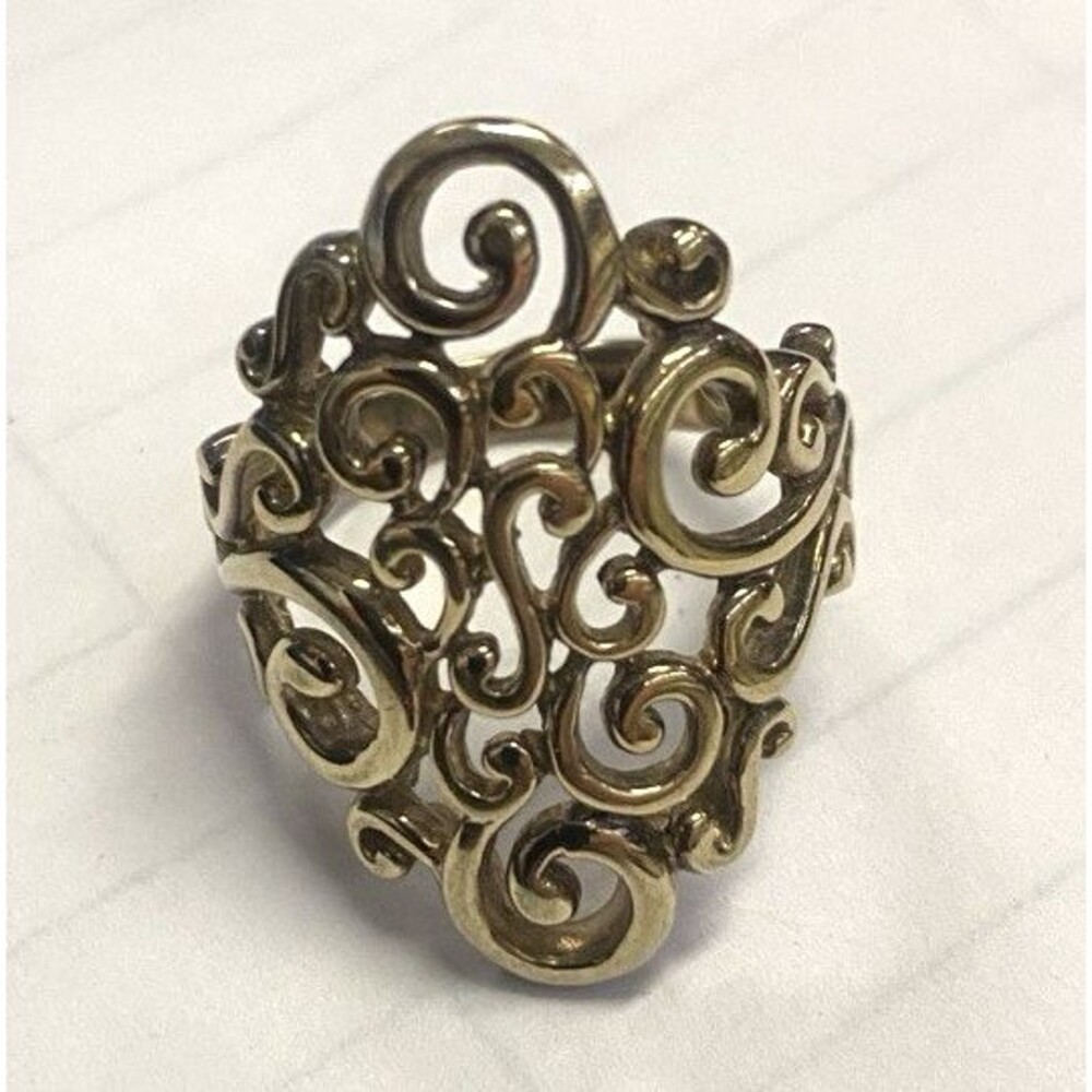 Sterling Silver Ring Vintage Scrolls And Swirls Size 9